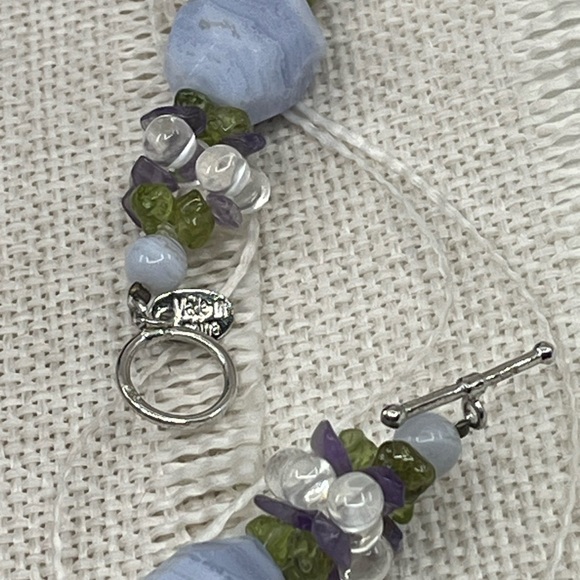 Ross-Simons Gemstone Cluster Necklace – Blue Agate, Amethyst, Peridot, Quartz - Picture 8 of 17